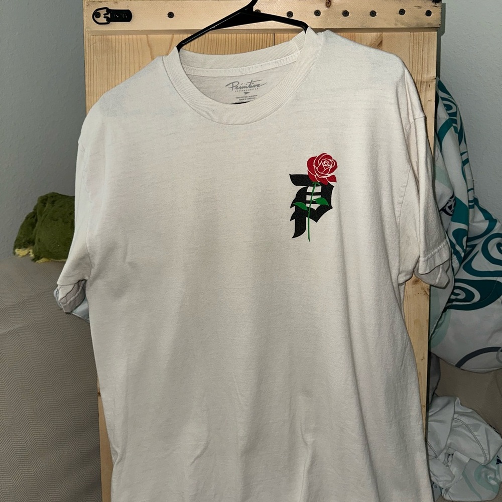 Primitive White Red Rose Short Sleeve Tee